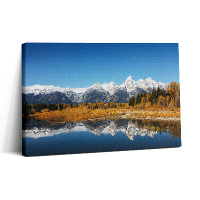 Obraz canvas 30x20 Górskie jezioro i jesienne drzewa