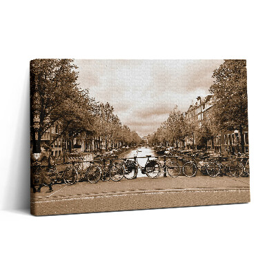 Obraz na płótnie 30x20 Widok na Amsterdam na rowerze