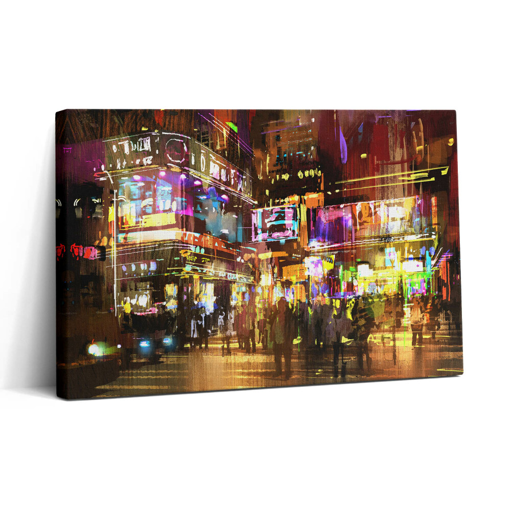 Foto obraz canvas 30x20 Ilustracja miasta nocą - nowoczesne ulice