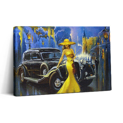 Obraz canvas 30x20 Dama ze skrzypcami w stylu retro