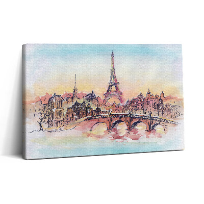 Obraz na płótnie 30x20 Malowany widok Paryża