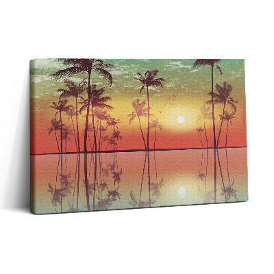 Obraz canvas 30x20 Tropikalne palmy o zachodzie słońca