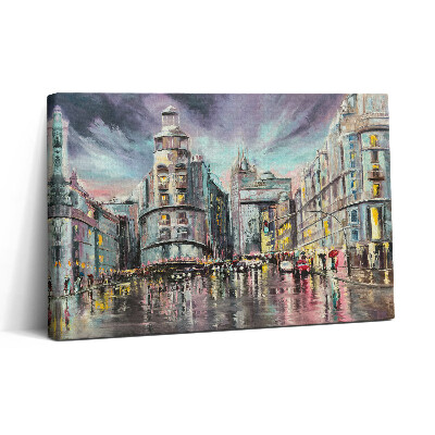 Obraz canvas 30x20 Deszczowe miasto – spacer w deszczu