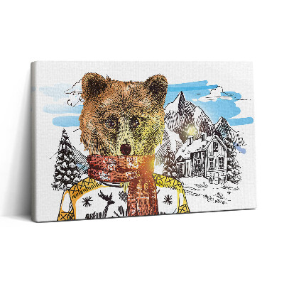 Obraz canvas 30x20 Niedźwiedź w szaliku