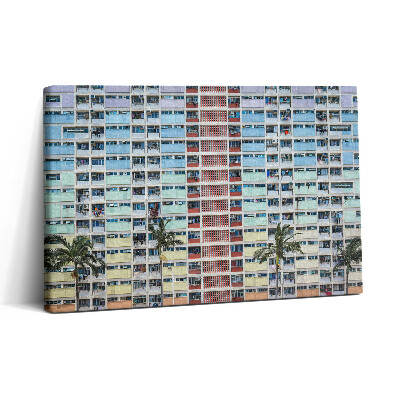 Obraz canvas 30x20 Kolorowy budynek w Hongkongu