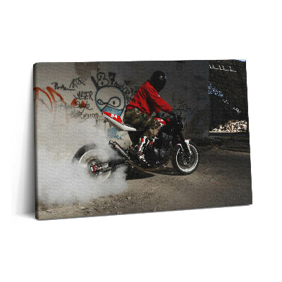 Obraz canvas 60x40 Mężczyzna na motocyklu i graffiti