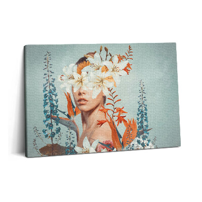 Obraz canvas 60x40 Streszczenie kobieta z kwiatami