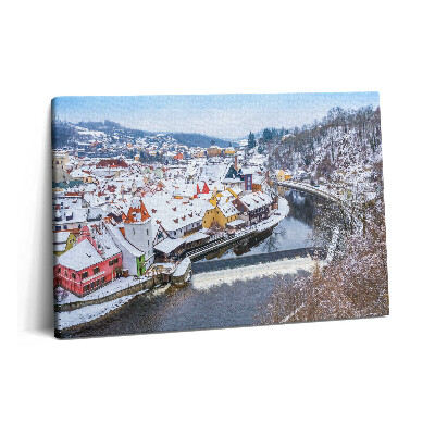 Obraz canvas 60x40 Panorama miasta Krumlov zimą