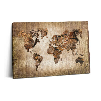 Obraz canvas 60x40 Drewniana mapa świata