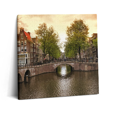Obraz canvas 60x60 Kanały Amsterdamu w mieście