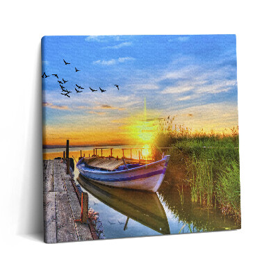 Foto obraz ze zdjęcia 60x60 Widok na jezioro i zachód słońca