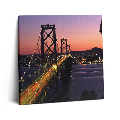 Obraz canvas 60x60 Most San Francisco i zachód słońca