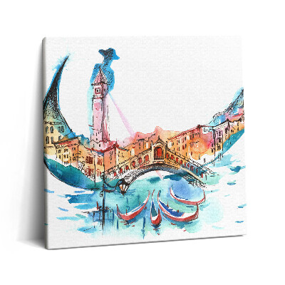 Foto obraz na płótnie 60x60 Podsumowanie - Włoskie gondole w Wenecji