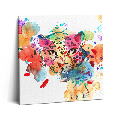 Obraz canvas 60x60 Dziki kot Kolorowa abstrakcja