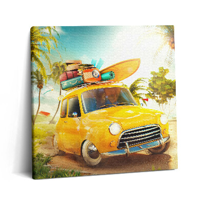 Obraz canvas 60x60 Samochód z deską surfingową