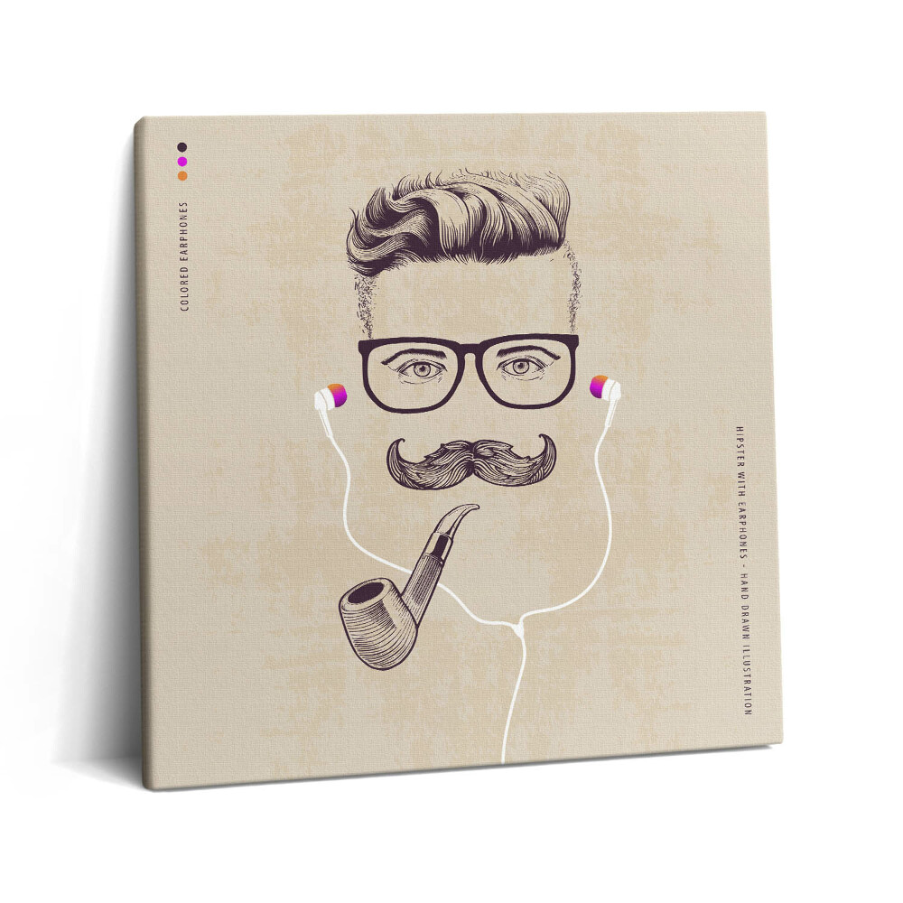 Obraz canvas 60x60 Człowiek z fajką i słuchawkami