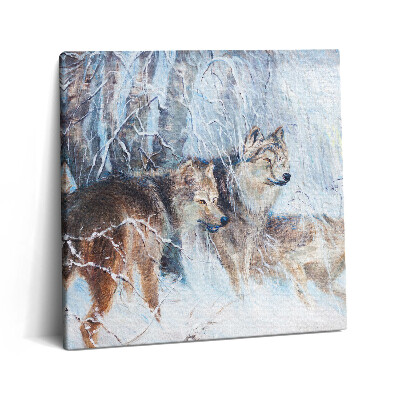 Obraz canvas 60x60 Rysunek wilków w lesie