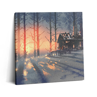 Obraz canvas 60x60 Zimowy krajobraz drzew