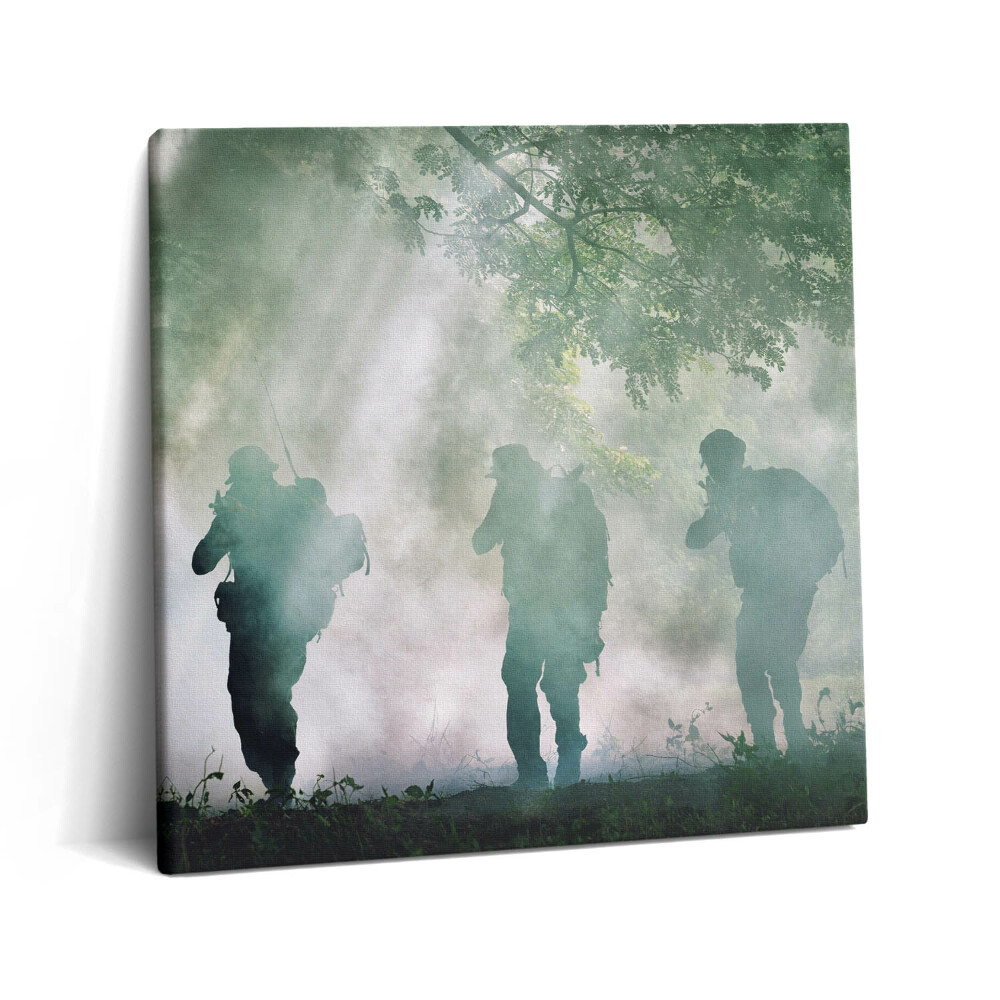 Foto obraz canvas 60x60 Armia w lesie - żołnierze