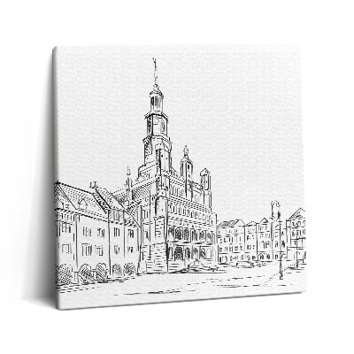 Obraz canvas 60x60 Zarys starego miasta Poznania