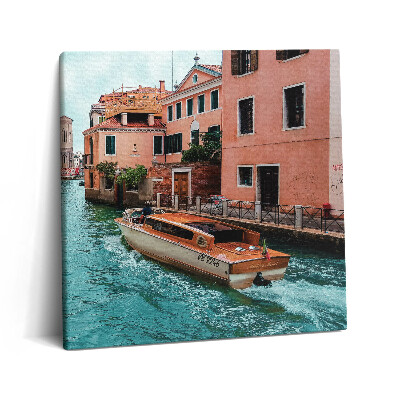 Foto-obraz canvas 60x60 Łódź motorowa na rzece