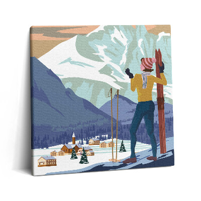 Foto obraz canvas 60x60 Plakat przedstawiający Alpy Francuskie