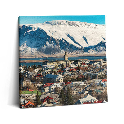Foto obraz ze zdjęcia 60x60 Widok na Reykjavík Islandię