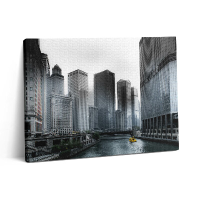 Foto obraz canvas 80x60 Łódź z panoramą miasta