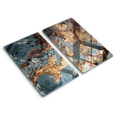 Osłona ściany przy kuchence gazowej 2 sztuki Złota struktura skały