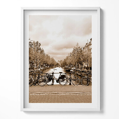Obraz w ramce Widok Amsterdamu z rowerami