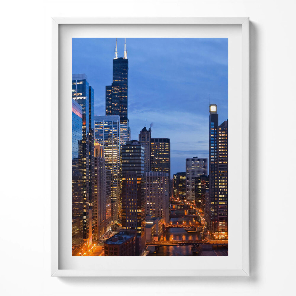 Obraz w ramce Światła budynków wielkiego miasta