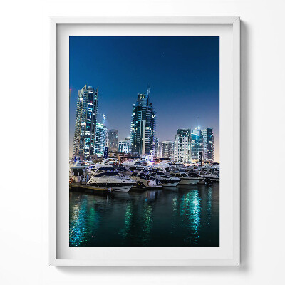 Obraz w ramce Łodzie w mieście nocą