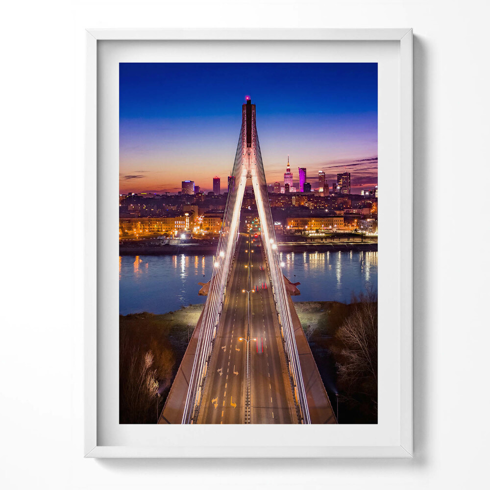 Obraz w ramce Most i miasto wieczorem