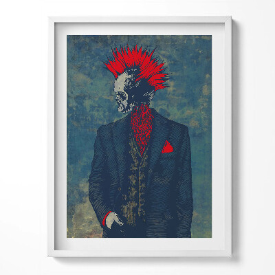 Obraz w ramce Abstrakcyjny portret kościotrupa z irokezem