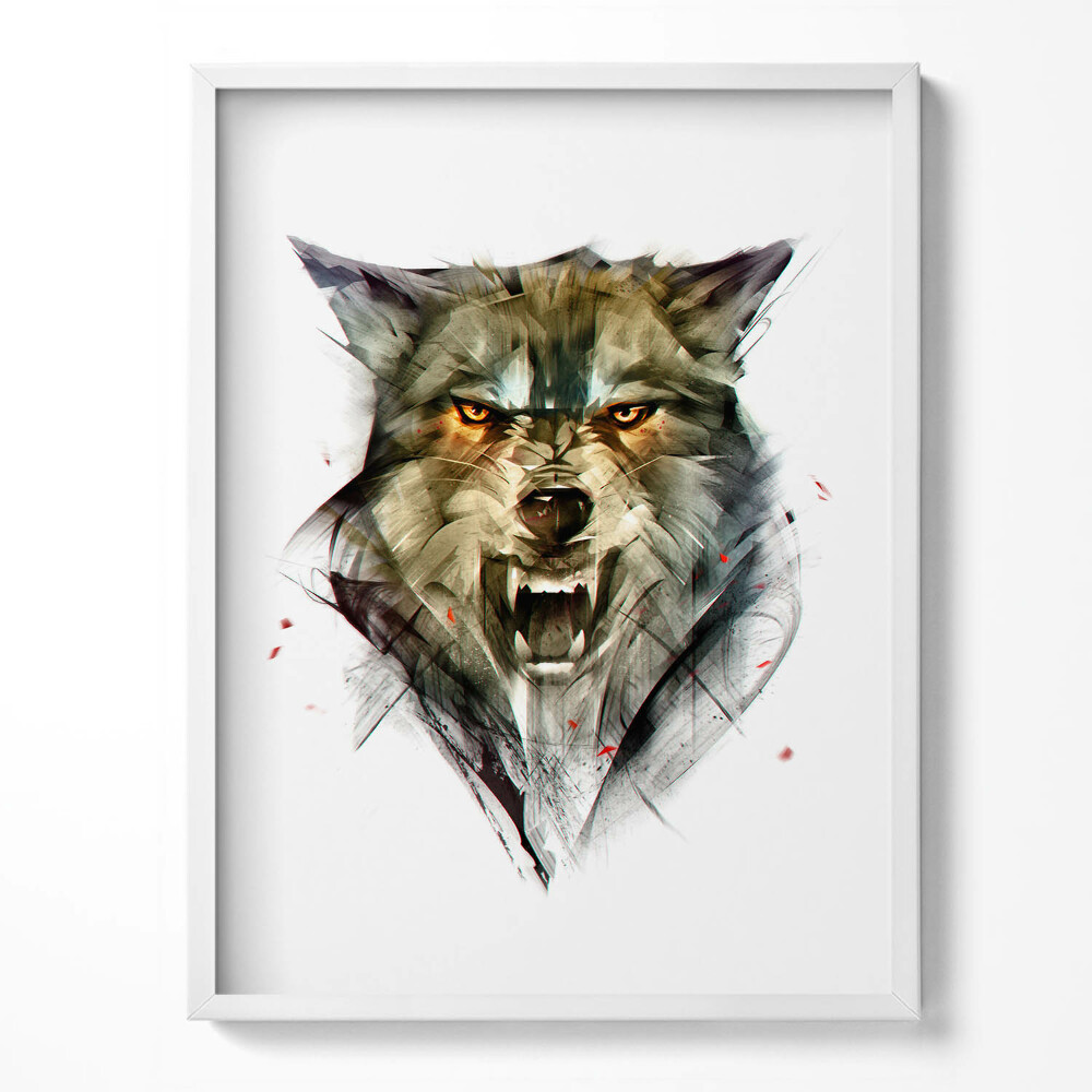 Obraz w ramce Rysowany portret wilka