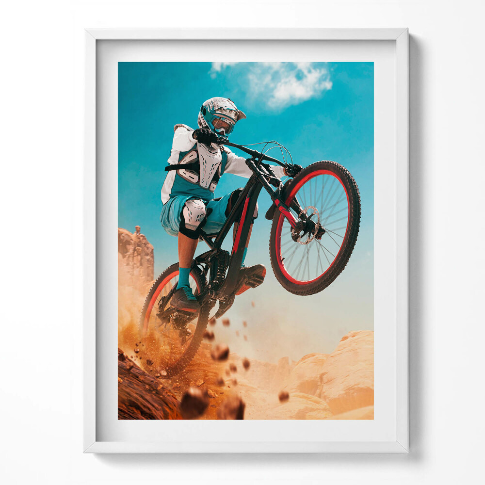Obraz w ramce Jazda motocyklem po pustyni