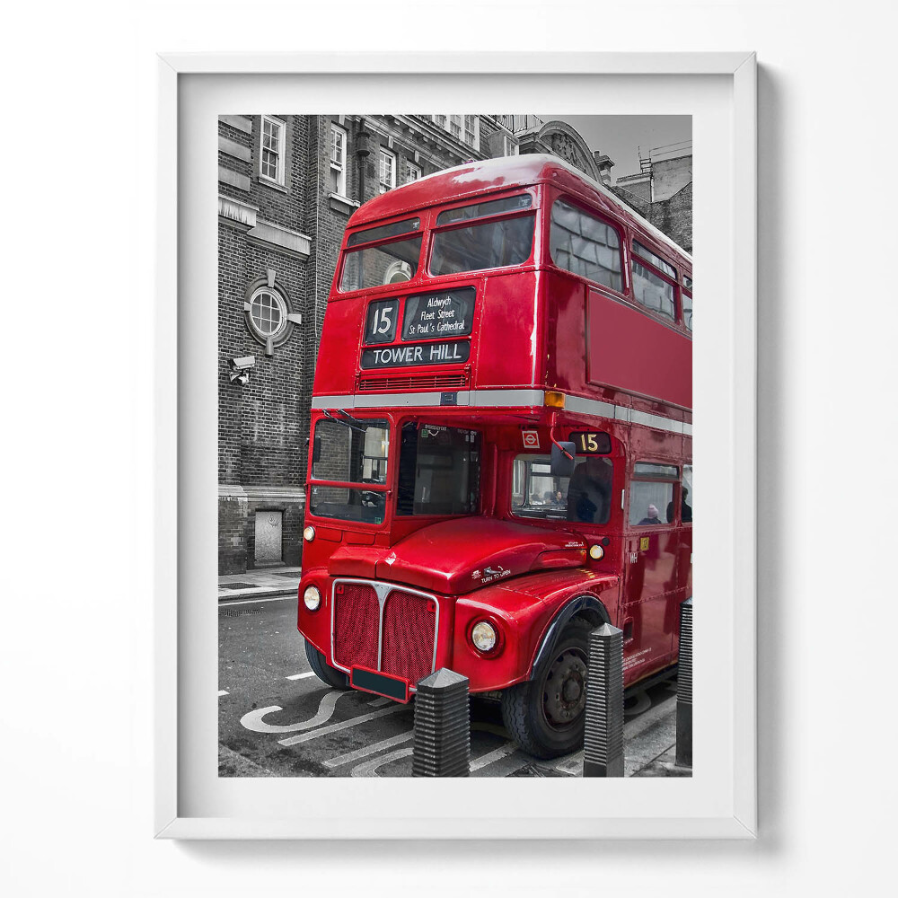 Obraz w ramce Czerwony piętrowy autobus