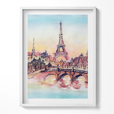 Obraz w ramce Malowany widok na Paryż
