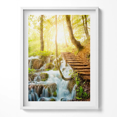 Obraz w ramce Strumień i schody w lesie