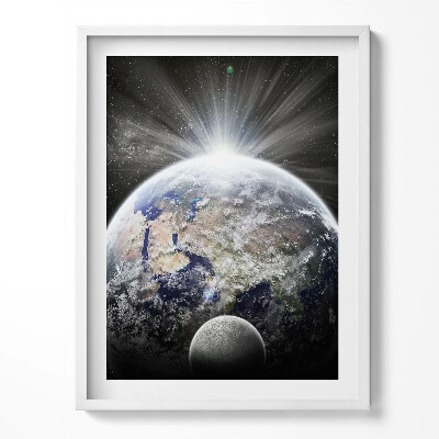 Obraz w ramce Widok Ziemi i Księżyca