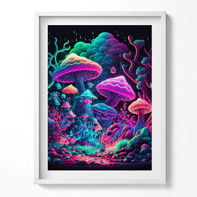 Obraz w ramce Neonowe grzyby