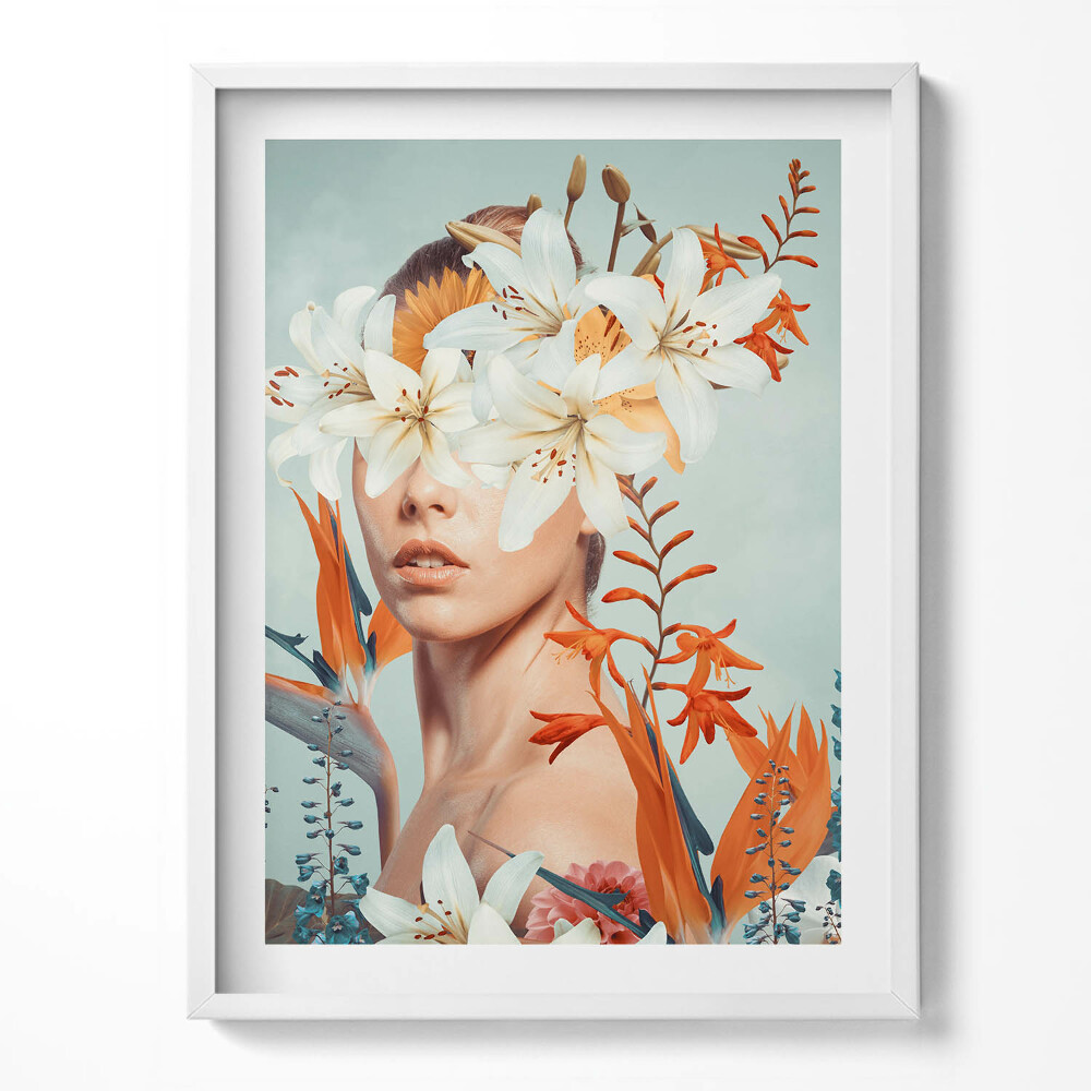 Obraz w ramce Abstrakcja kobieta z kwiatami
