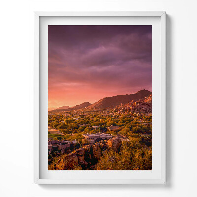 Obraz w ramce Zachód słońca nad North Scottsdale