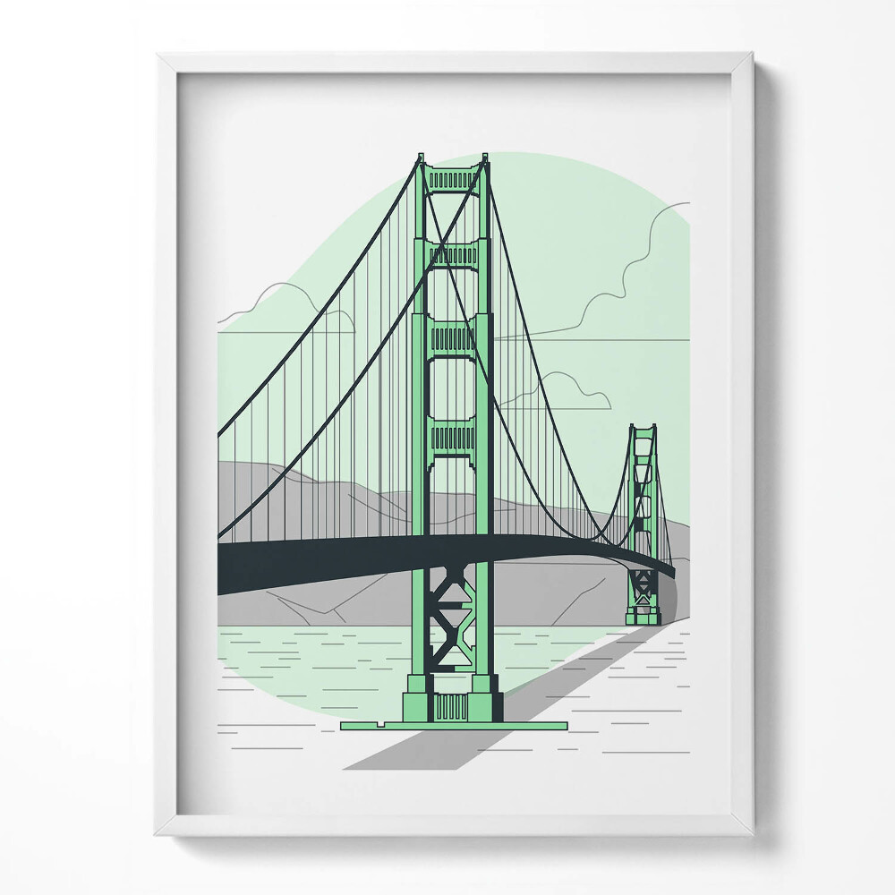 Obraz w ramce Rysunek mostu Golden Gate