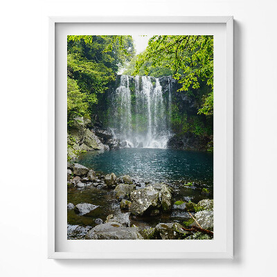 Obraz w ramce Wodospad i rzeka wśród drzew