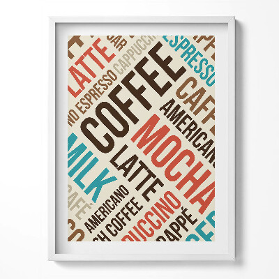 Obraz w ramce Napisy do kuchni - nazwy kawy