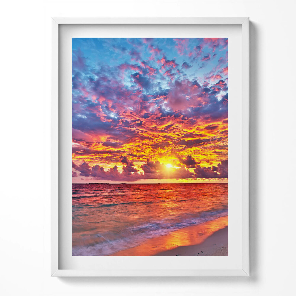 Obraz w ramce Zachód słońca nad morzem