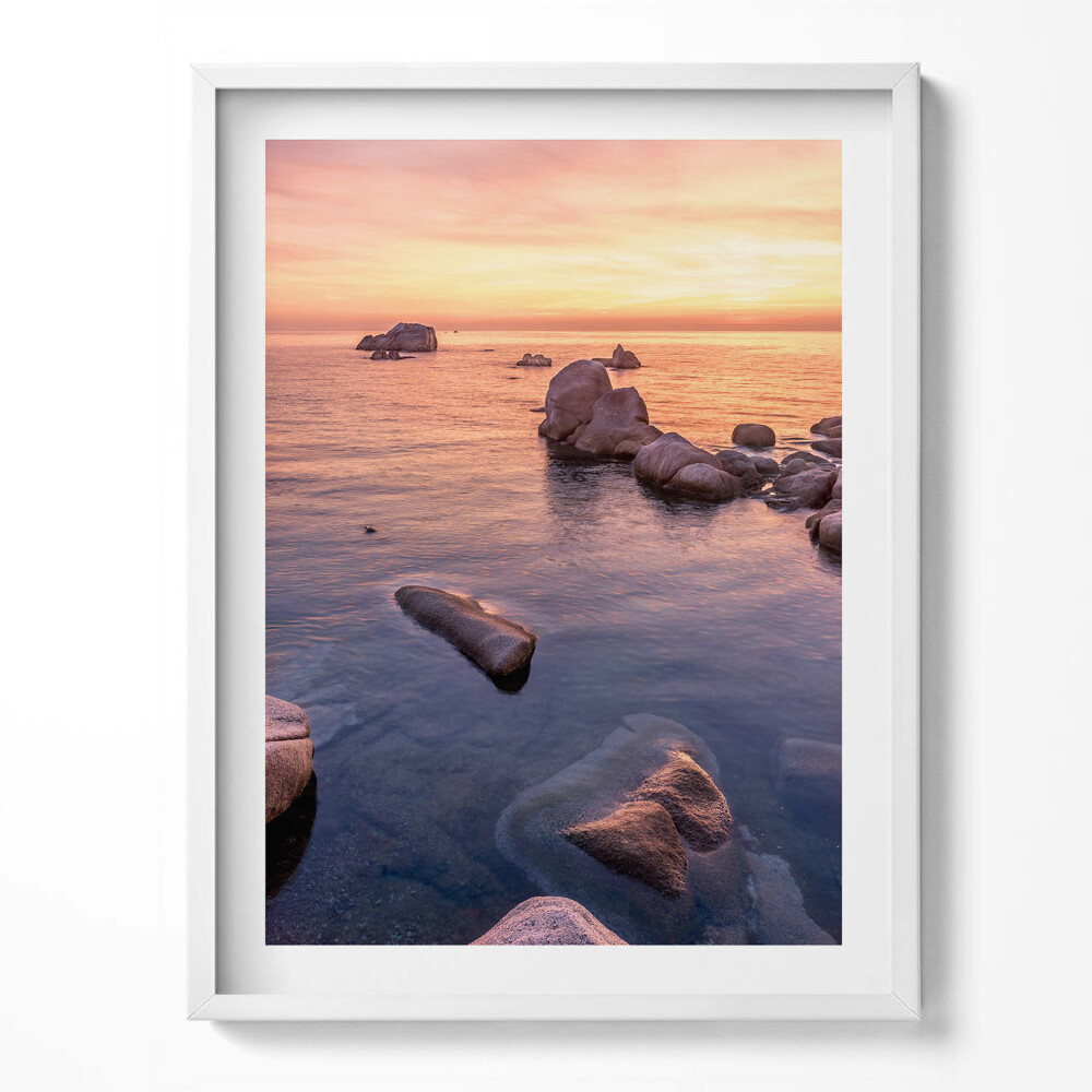 Obraz w ramce Romantyczny pejzaż morza o zachodzie słońca