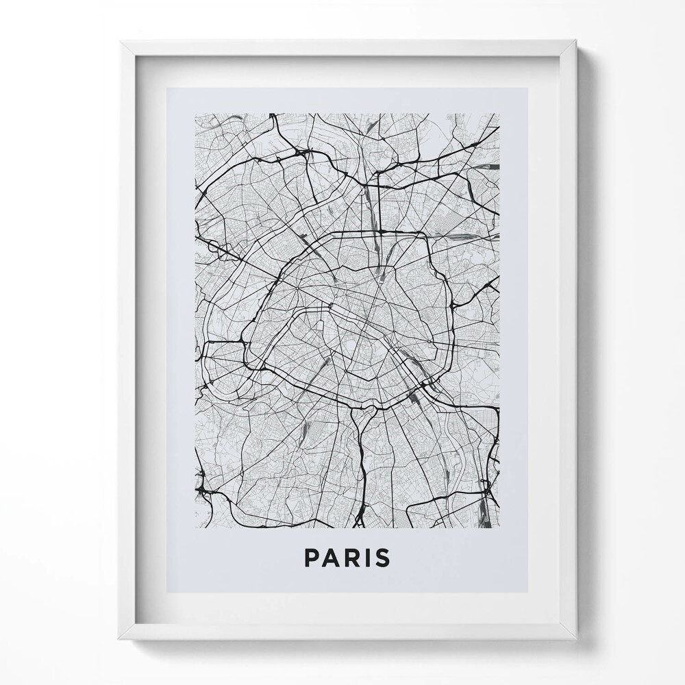 Obraz w ramce Mapa miasta Paryż Francja