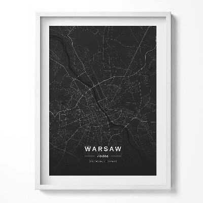 Obraz w ramce Mapa miasta Warszawa Polska
